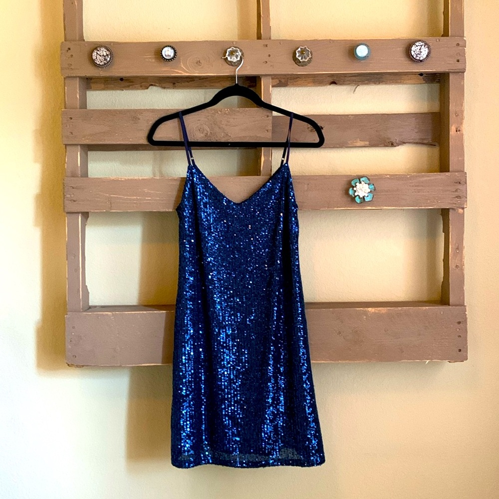 Banana Republic Deep Blue Sequence Party Dress